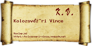 Kolozsvári Vince névjegykártya